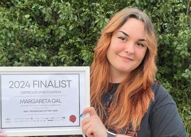 Scorpio Nails & Beauty in Doncaster, England, GB celebrates a finalist award with joyful recipient.