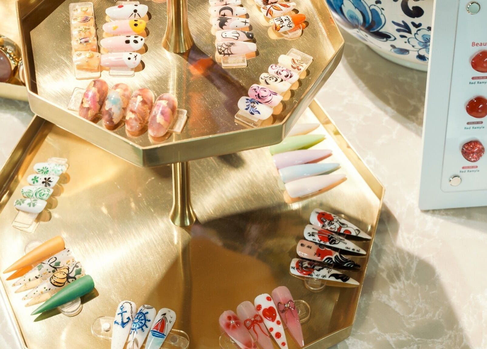 Diverse nail art designs at Amsterdam Nail Art Studio - IJburglaan, Amsterdam, Noord-Holland, NL.