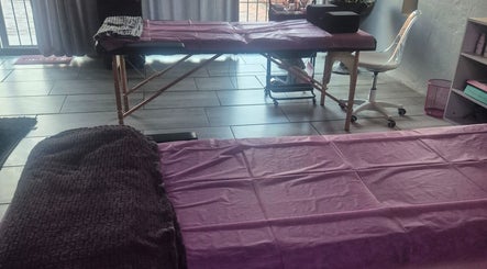 Relaxing interiors at Dramatyes Lash Lounge in Springs, Gauteng, ZA, featuring cozy treatment tables.