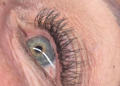 Close-up of expertly styled eyelashes at Dramatyes Lash Lounge in Springs, Gauteng, ZA.