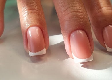 French manicure at Bee You Nails, Warsash, England, GB, showcasing elegant white tips on natural nails.