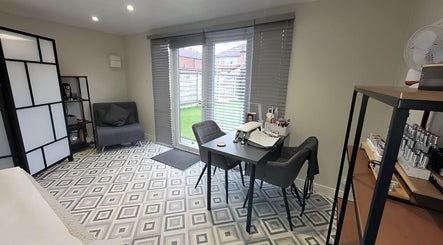 Modern beauty treatment room at Beauty by Leanne, Timperley, England, GB with chic decor and relaxing ambiance.