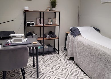 Elegant treatment room at Beauty by Leanne, Timperley, England, GB, showcasing a calm and inviting ambiance.