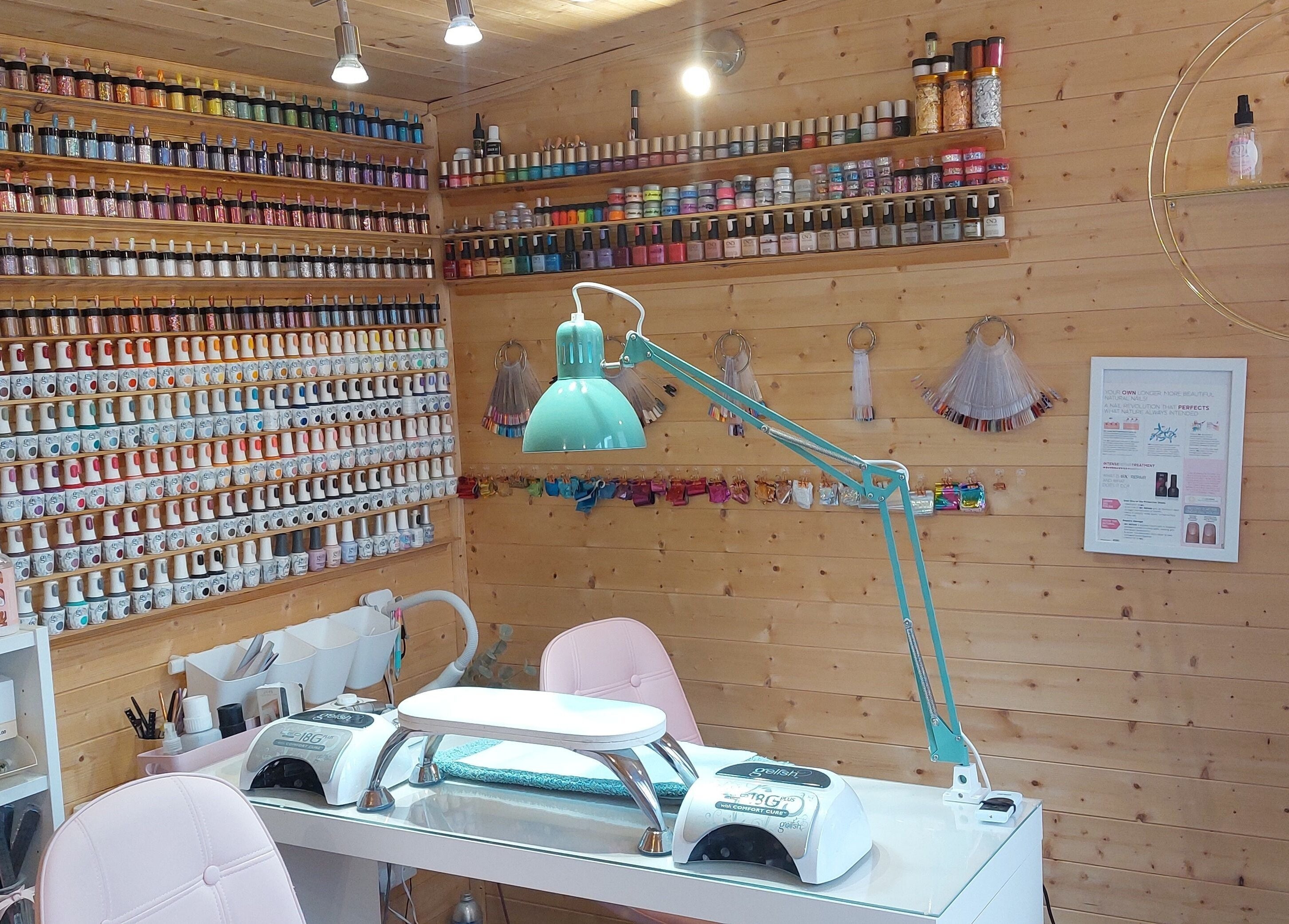 AllAboutNailz in Stubbington, United Kingdom, GB offers a wide array of vibrant nail polishes in a stylish, cozy setting.