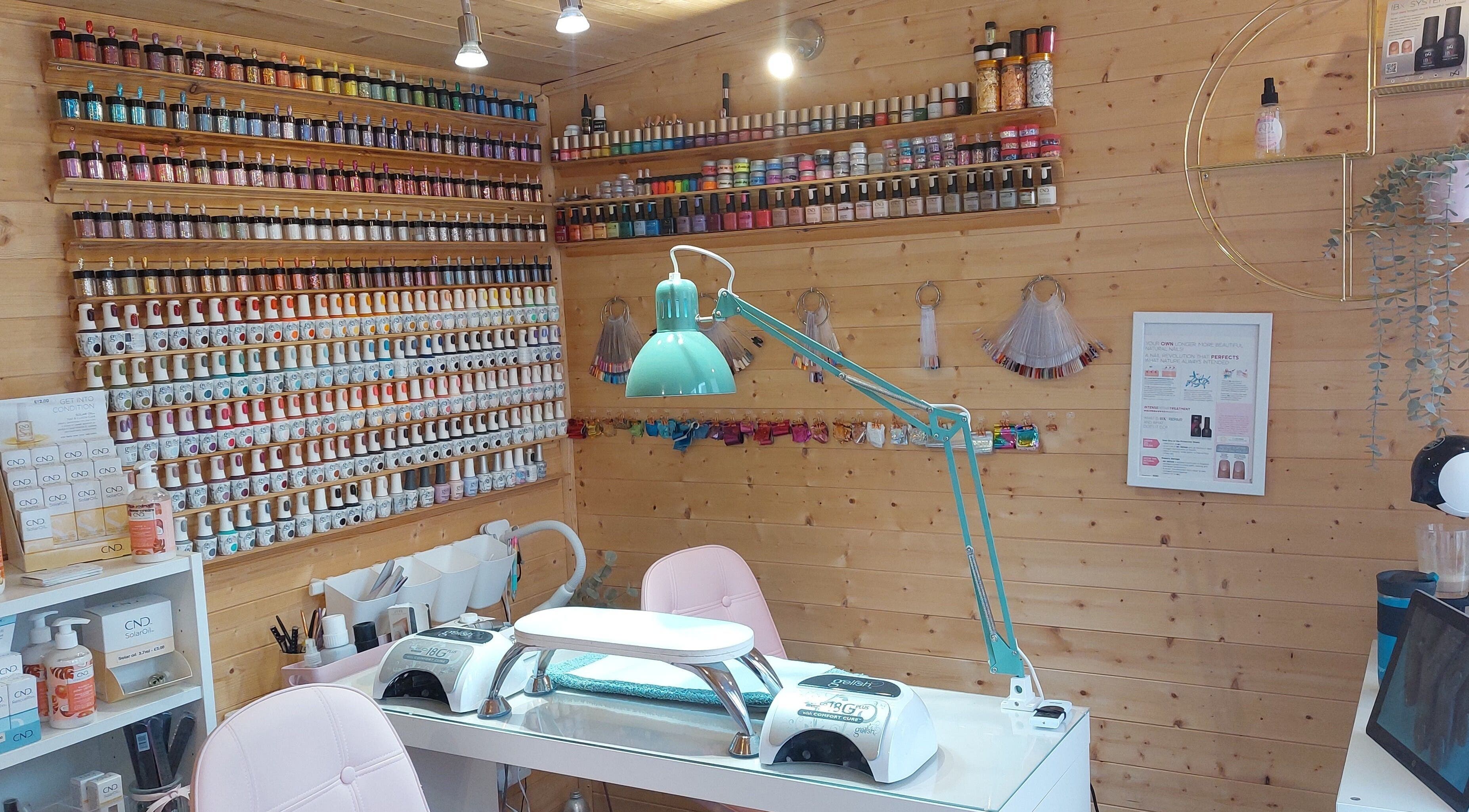 AllAboutNailz in Stubbington, United Kingdom, GB offers a wide array of vibrant nail polishes in a stylish, cozy setting.