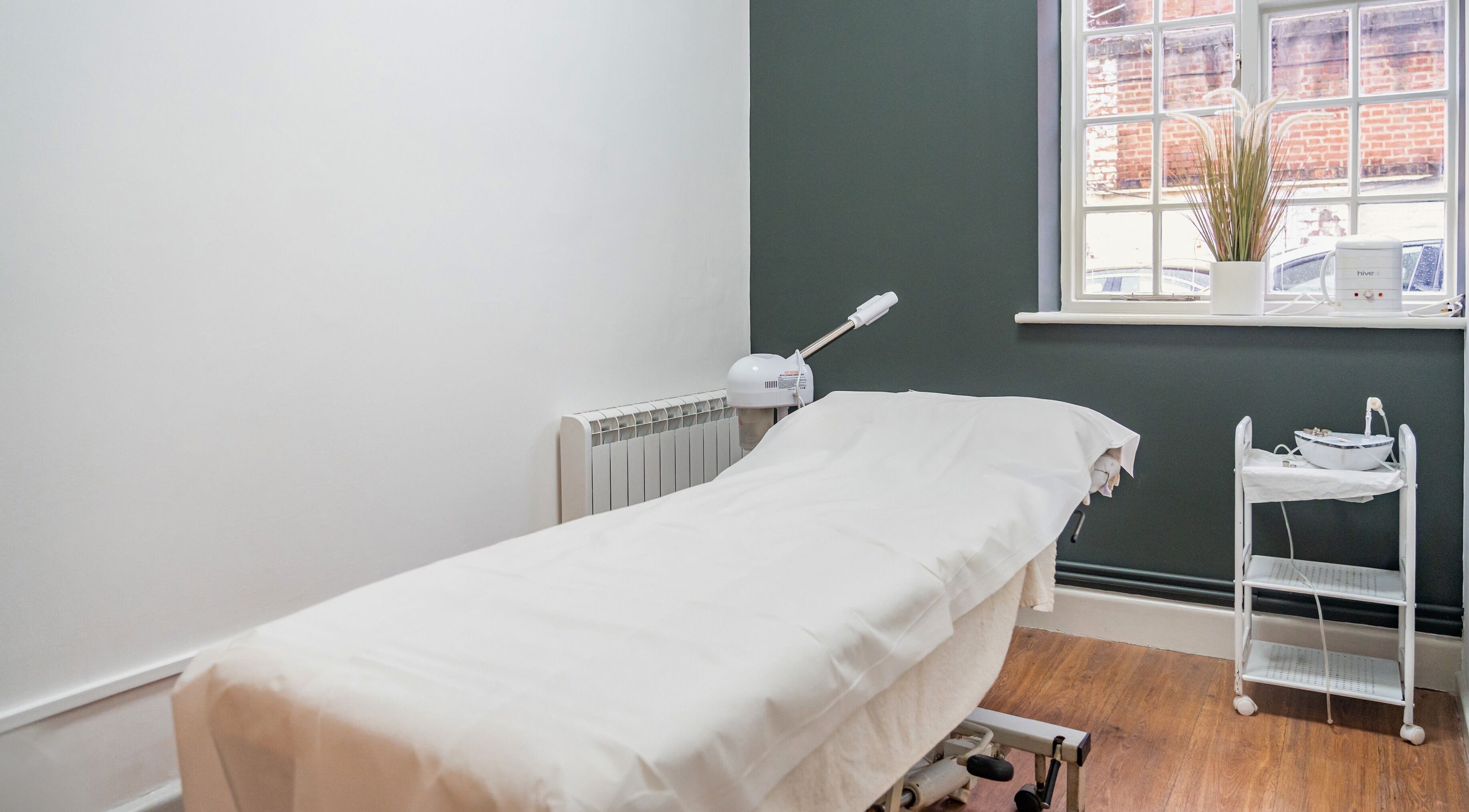 Peaceful treatment room at Pixel Perfect Clinic- Medical Aesthetics Skin Clinic, Southampton, England, GB.