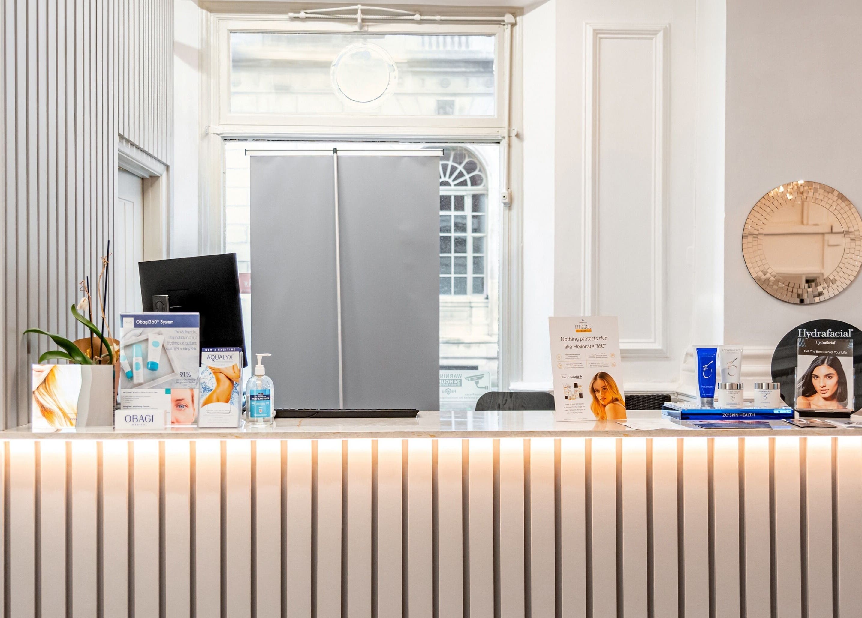 Reception area of Pixel Perfect Clinic- Medical Aesthetics Skin Clinic in Southampton, England, GB.