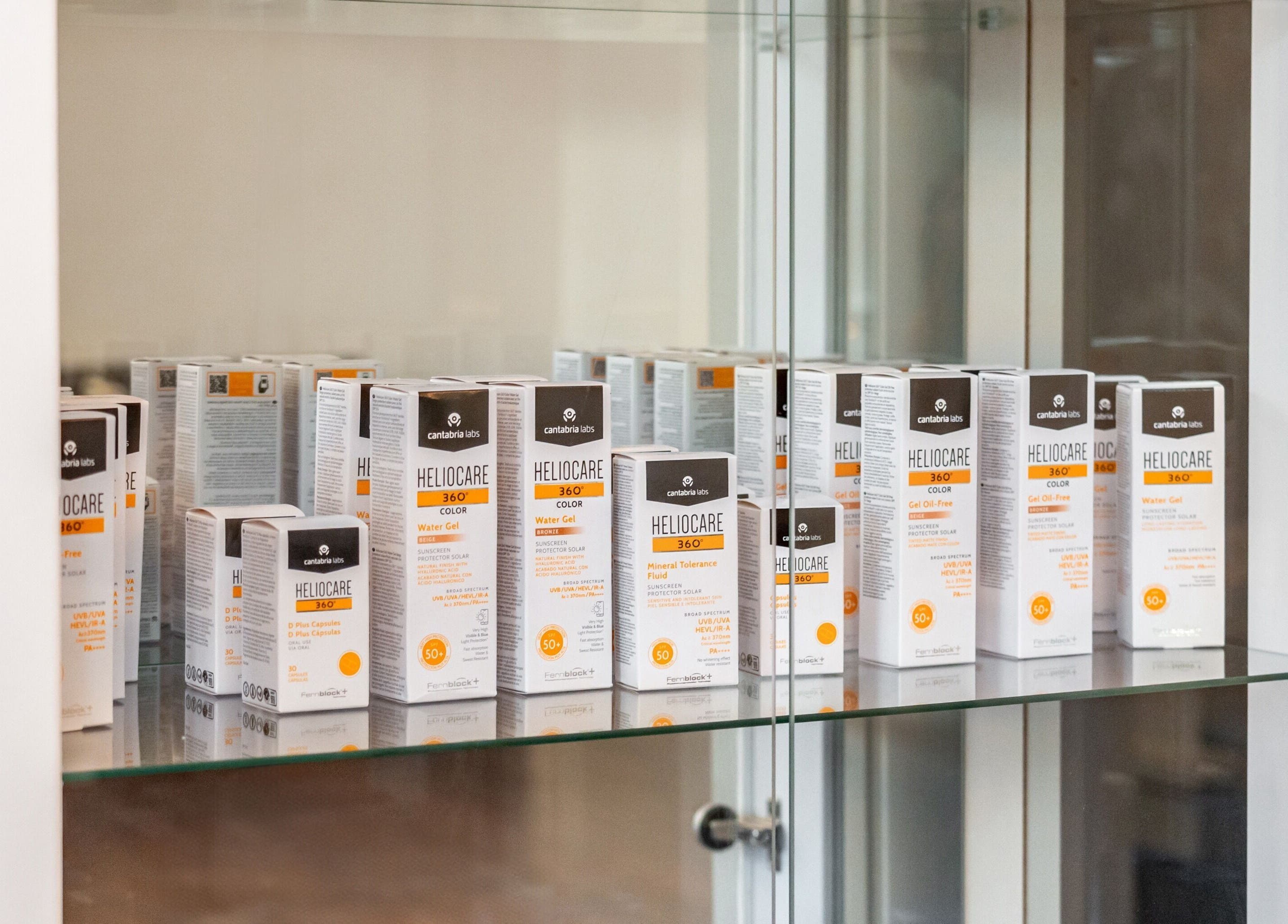 Heliocare products on display at Pixel Perfect Clinic- Medical Aesthetics Skin Clinic, Southampton, England, GB.