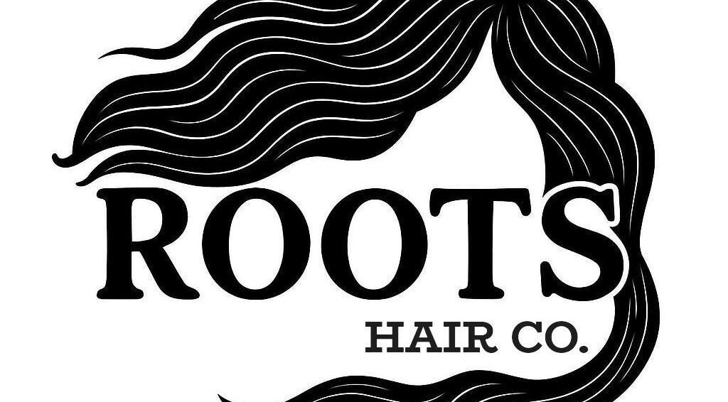 Roots Hair & Co logo with flowing hair design in Needham Market, England, GB.