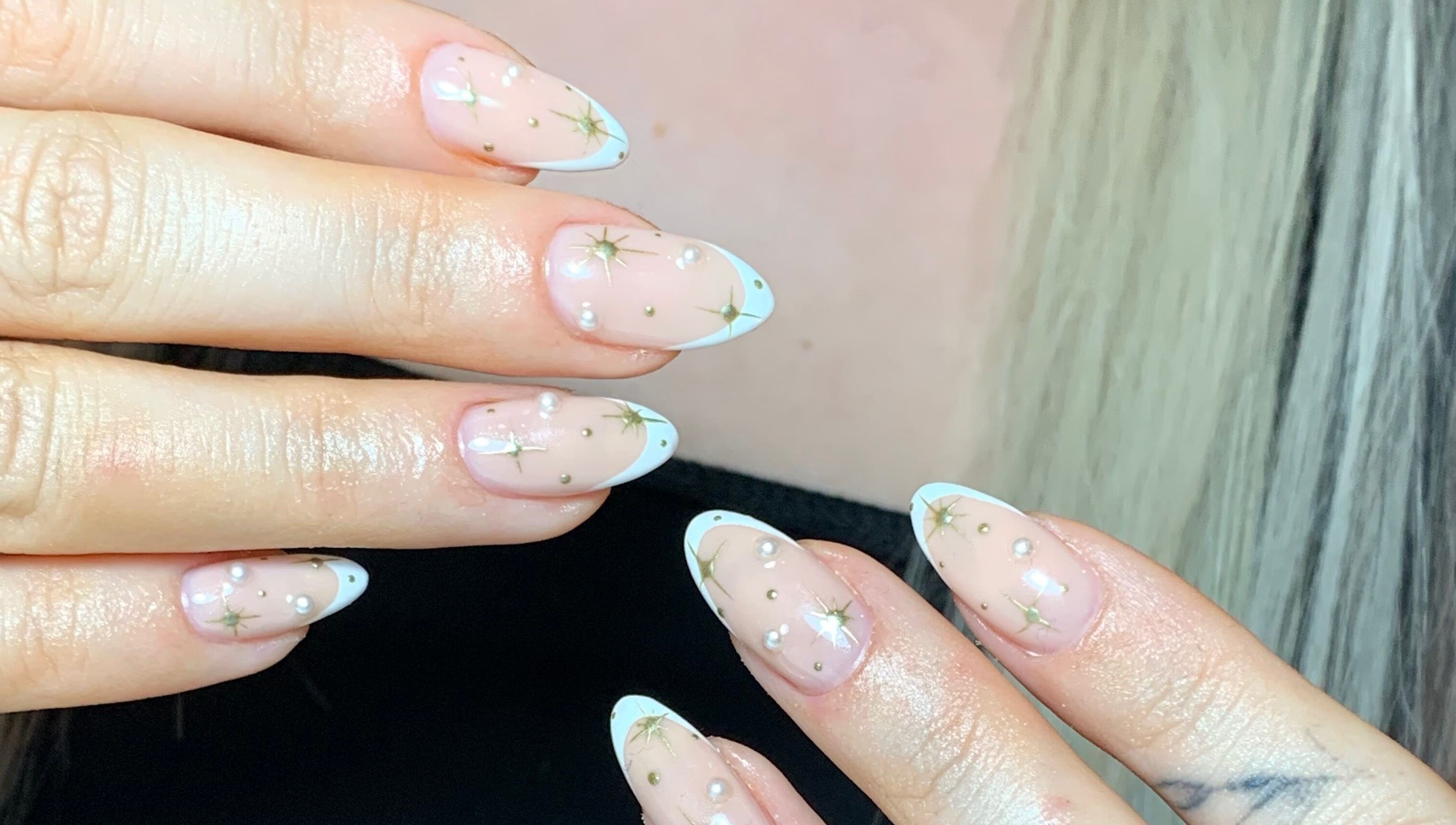 Elegant star-themed nail art at By Chantelle Studio 94, Livingston, Scotland, GB.