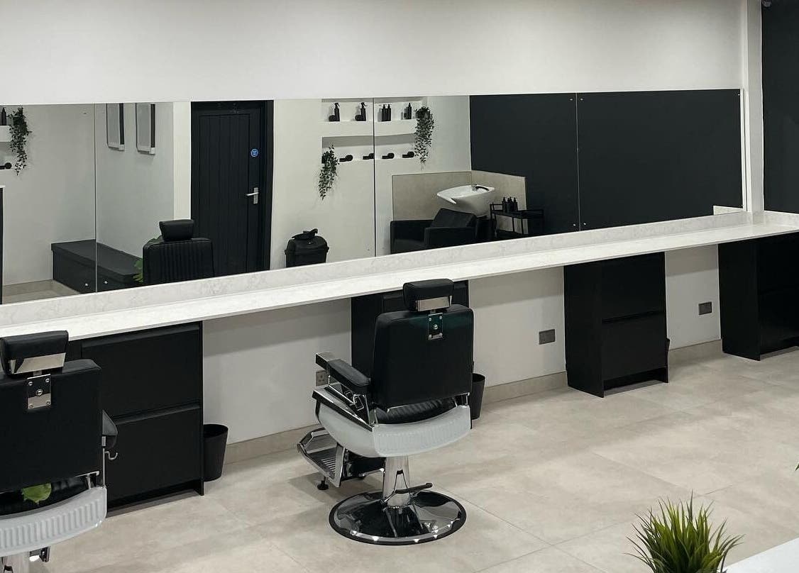 Chic barber chairs and modern decor at Club Twenty Two, Cardiff, Wales, GB.