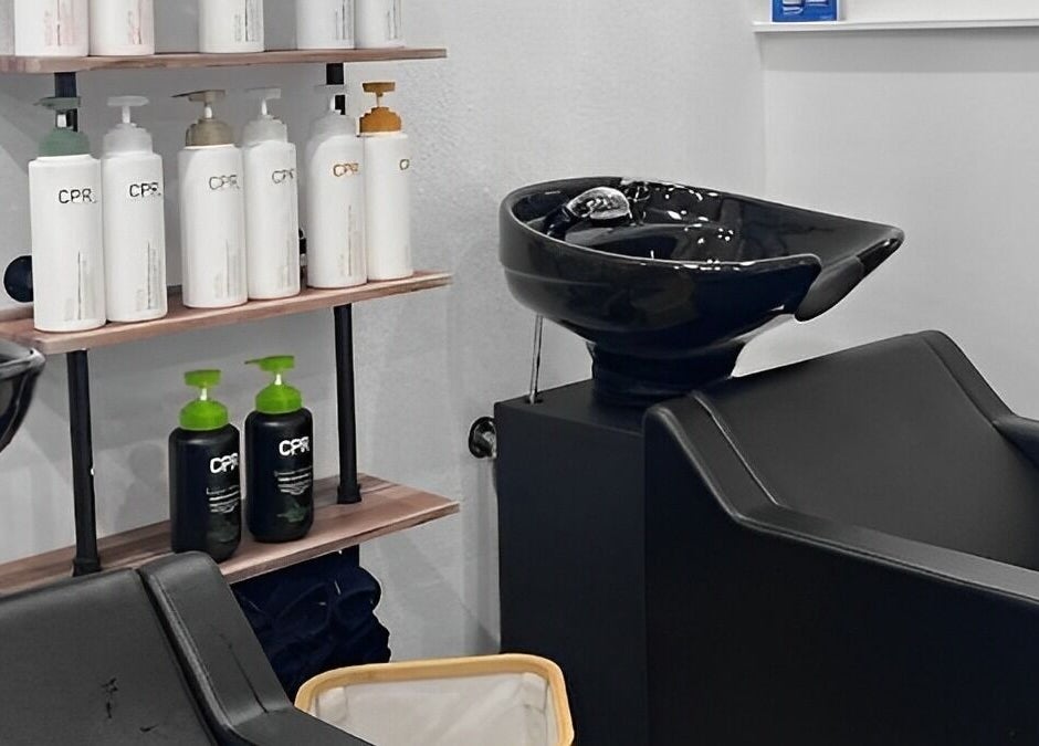 Relaxing wash station with products at Edge Hairdressing, Tamborine Mountain, QLD, AU.