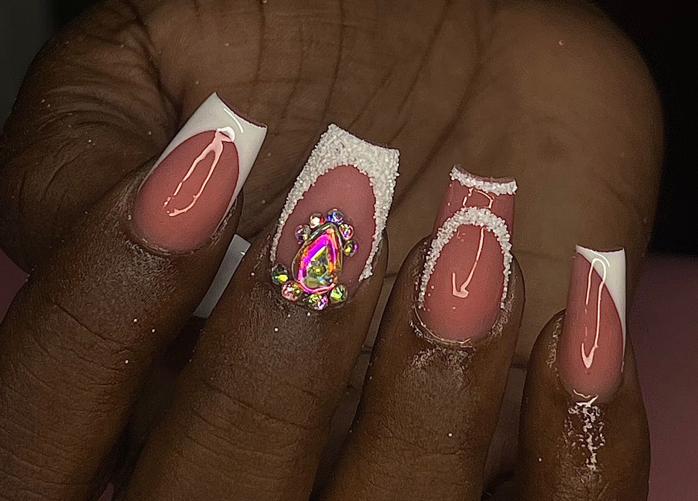 Elegant nail art with gems at The Vanity Project, Mount Standfast, Saint James, BB.