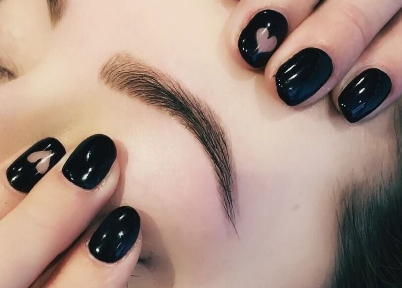 Perfectly shaped brows and nail art at Mint Salon & Academy, Derby, England, GB.