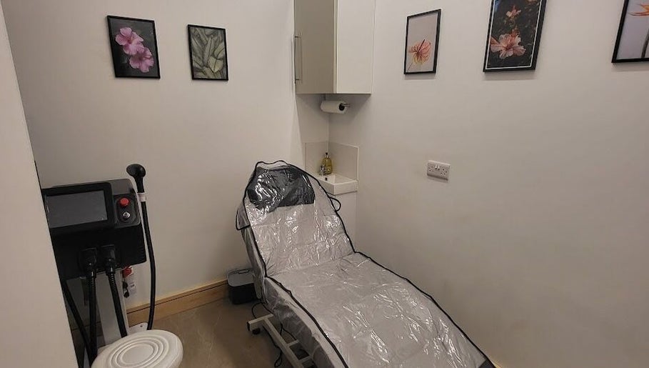 Luxury treatment room at CK Laser at Salon Forty Four, Eastbourne, England, GB, featuring modern equipment.