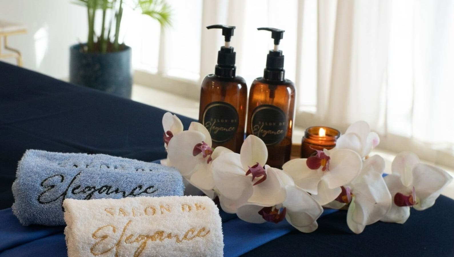 Luxurious towels and spa essentials at Salon De Elegance Dubai - Home Service Spa, Dubai, AE.