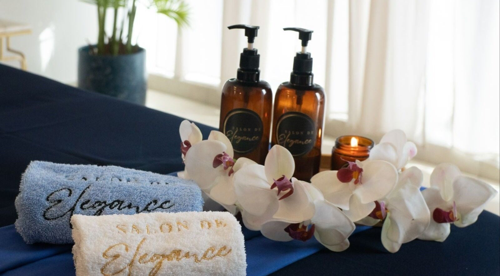 Luxurious towels and spa essentials at Salon De Elegance Dubai - Home Service Spa, Dubai, AE.