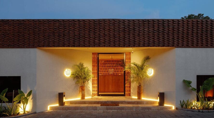 Elegant entrance of Asai Spa, featuring modern design and warm lighting, located in Bali, Bali, ID.