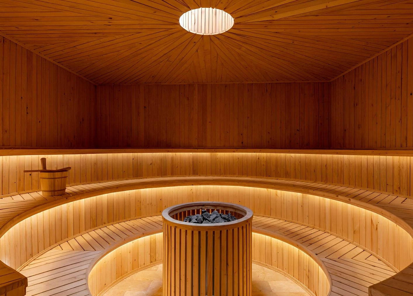 Luxurious wooden sauna at Asai Spa, Bali, Bali, ID. Perfect for relaxation and wellness.