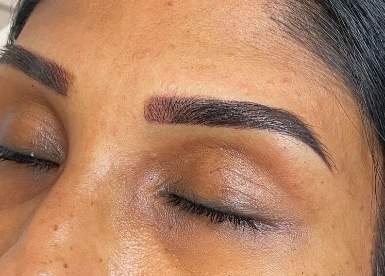 Close-up of expertly shaped eyebrows at Defined Elegance in Durban North, Kwazulu-natal, ZA.