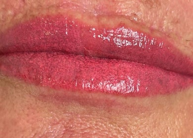 Glossy pink lips with texture at Defined Elegance, Durban North, Kwazulu-natal, ZA.