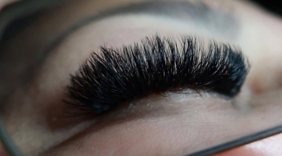 Close-up of eyelash extensions at Artistry Lash Brows & Nails Studio, Twin Falls, Idaho, US.