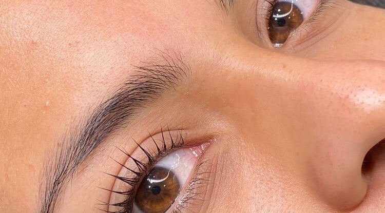 Close-up of expertly shaped eyebrows at Gala Beauty PR, San Juan, Puerto Rico, PR.