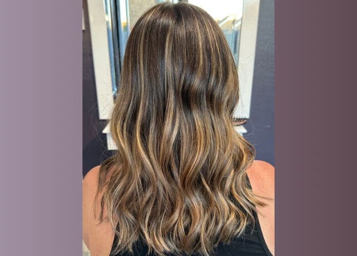 Glossy waves with highlights styled at Five One Four, Littlehampton, England, GB.
