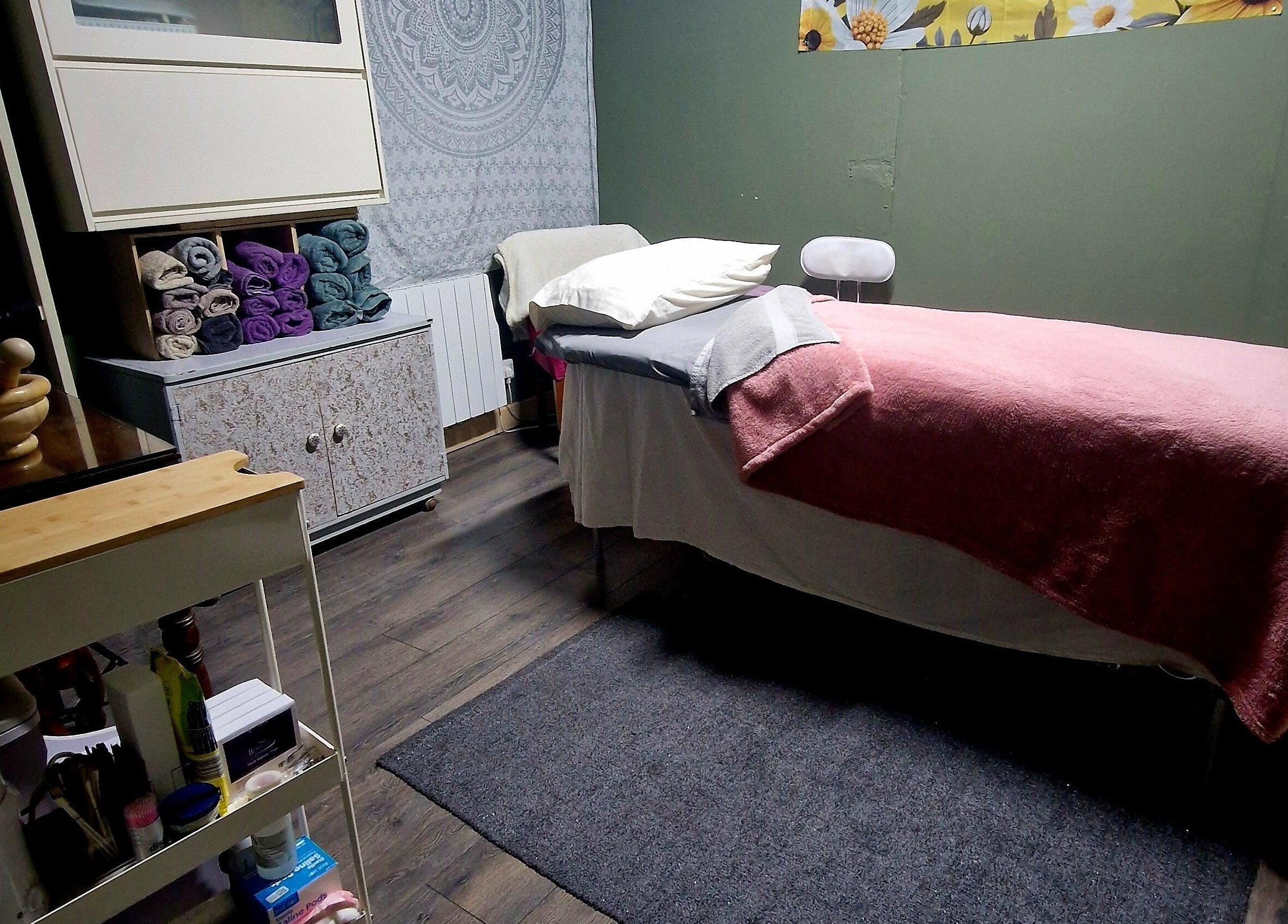 Cozy treatment room at The Green Witches Doneraile Well Being Hub, Doneraile, County Cork, IE.