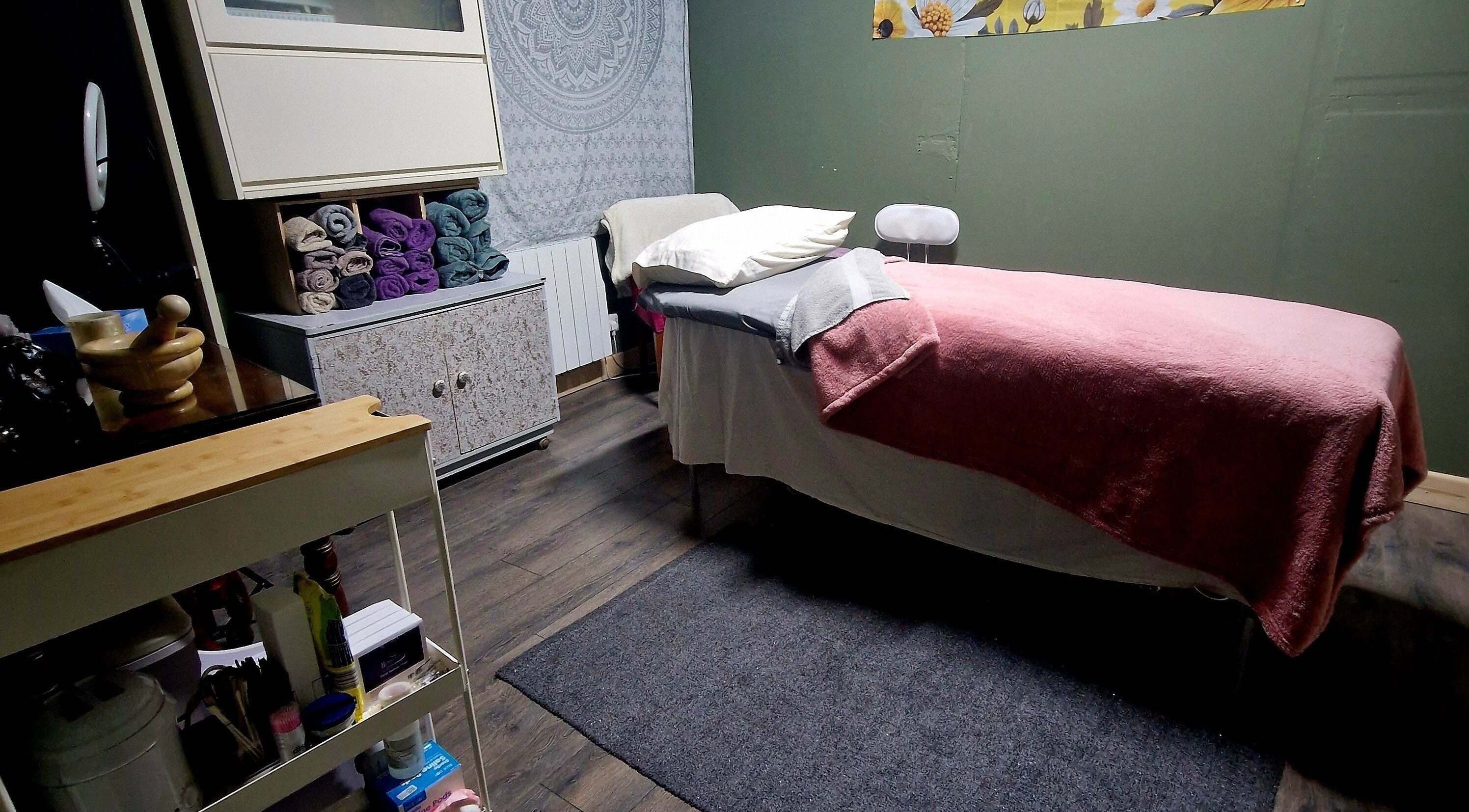 Cozy treatment room at The Green Witches Doneraile Well Being Hub, Doneraile, County Cork, IE.