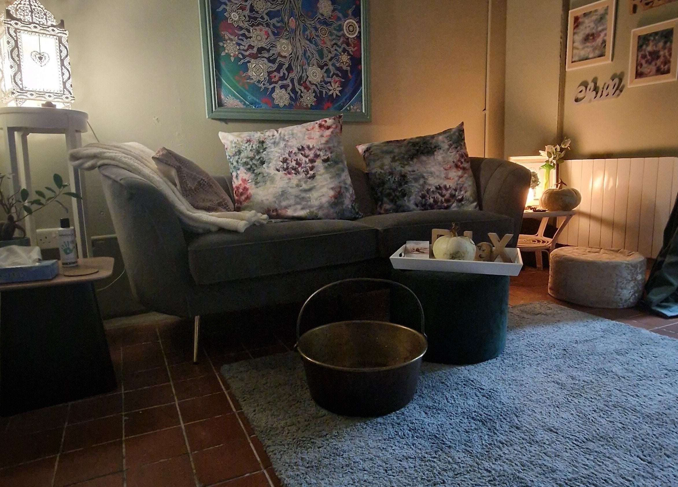 Cozy relaxation corner at The Green Witches Doneraile Well Being Hub, Doneraile, County Cork, IE.