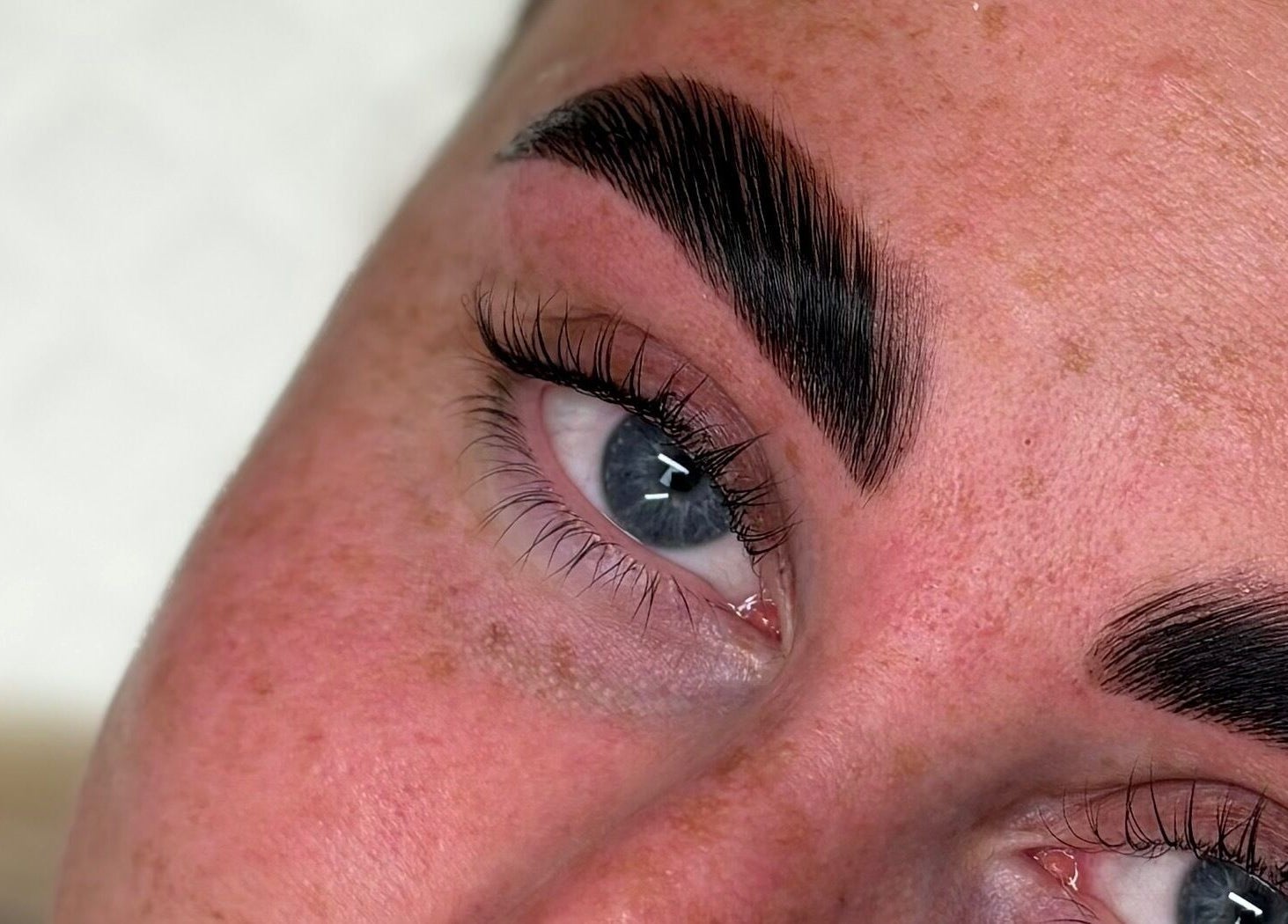 Close-up of expertly styled eyebrows at Made.byellachambers, Kirkby In Ashfield, England, GB.