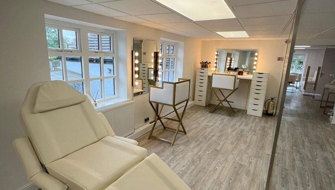 Spacious beauty studio at Sass Aesthetics Training Academy, Milnrow, England, GB with elegant decor.