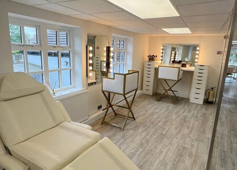 Spacious beauty studio at Sass Aesthetics Training Academy, Milnrow, England, GB with elegant decor.