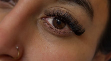 Close-up of beautifully styled eyelashes at Kinesha Studio, Bedford, England, GB.