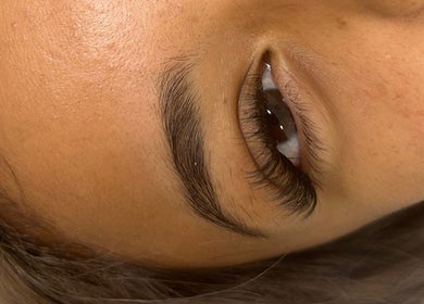 Beautifully groomed eyebrow and eyelashes enhancement at Kinesha Studio, Bedford, England, GB.
