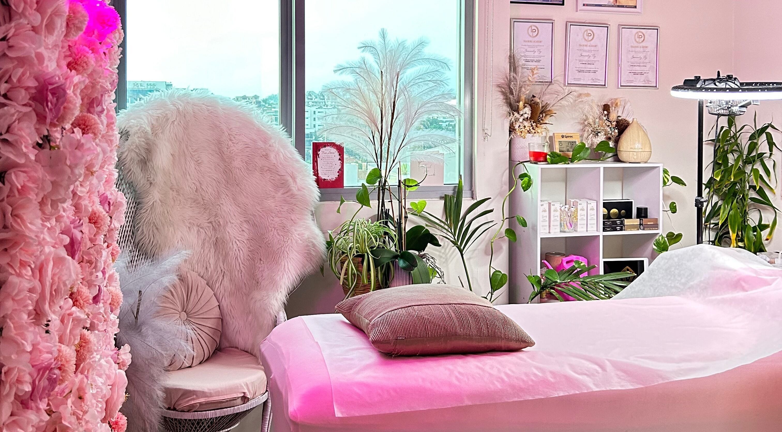 Soothing interior of Rebel Lashes Perth in Western Australia, featuring plush decor and soft lighting for relaxation.