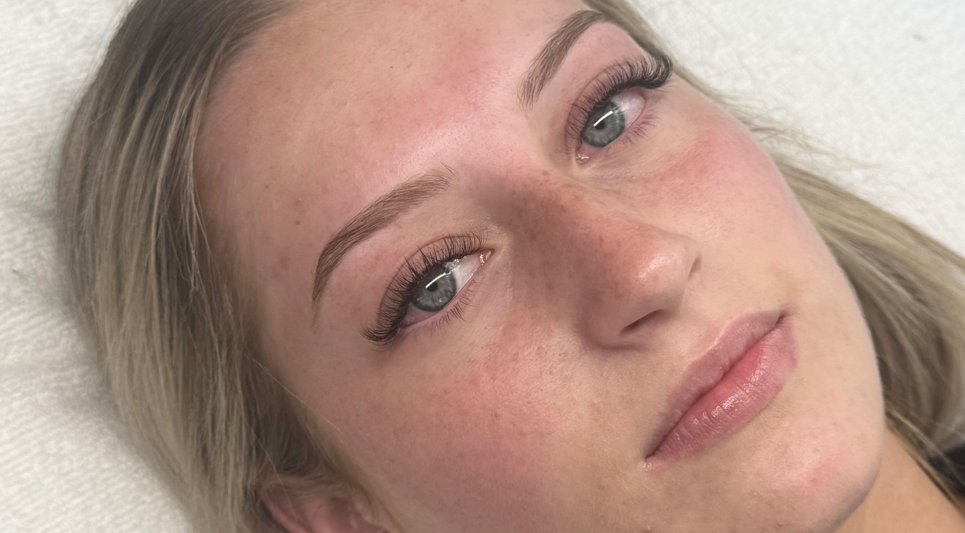 Close-up of eyelash extensions at Glammed Up By E in Bradbury, New South Wales, AU.