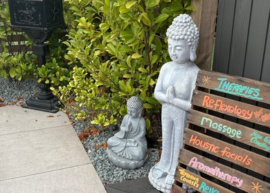 Peaceful garden area at Jo Pearson Training & Treatments, Carr Gate, England, featuring therapy offerings.