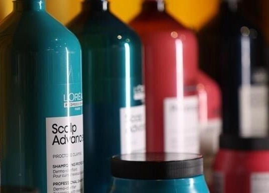Colorful haircare bottles at 360 Beauty Lounge, Sharjah, Sharjah, AE, showcasing premium products.