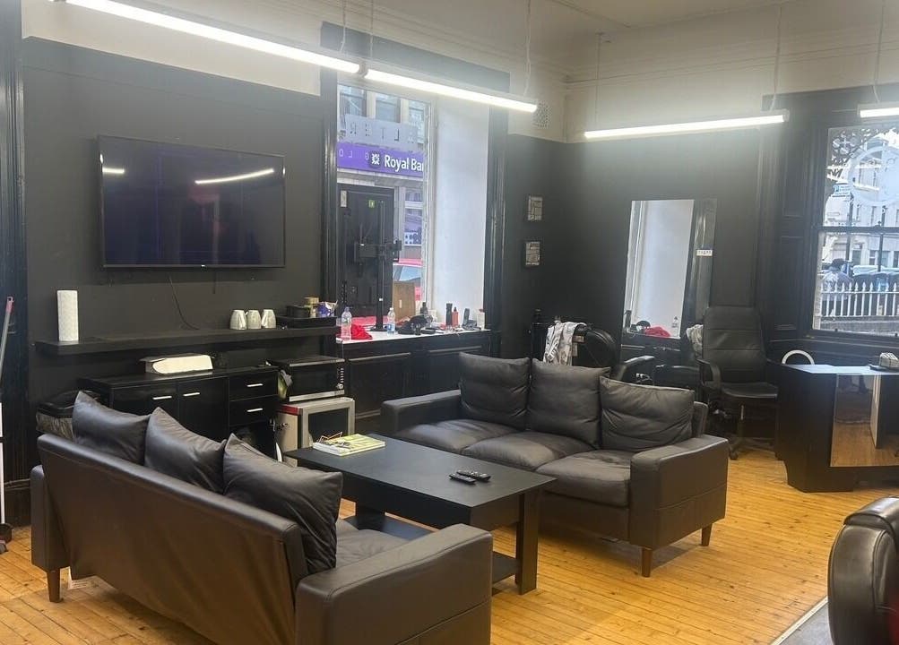 Comfortable salon seating at Alter Ego, Ayr, Scotland, GB showcasing modern interior decor.