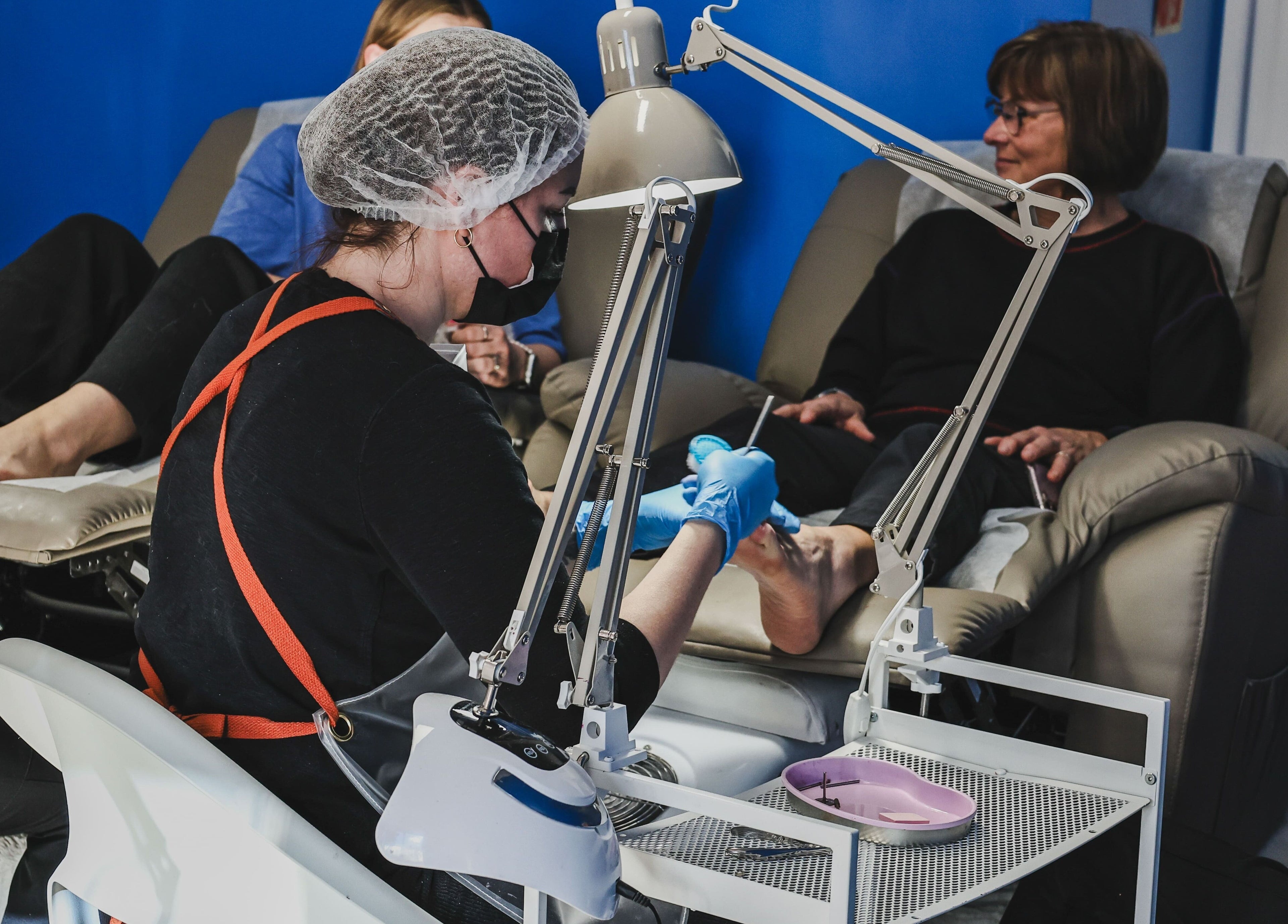 Professional pedicure session at Salon White Blue in Edmonton, Alberta, CA, offering expert care and comfort.