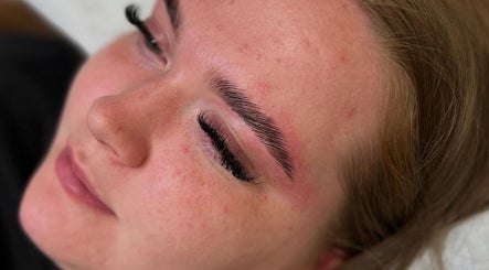 Close-up of a woman's lashes and brows at Lashes by Georgia, Stoke-on-Trent, England, GB.