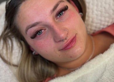 Close-up of eyelash extensions at Lashes by Georgia, Stoke-on-Trent, England, GB.