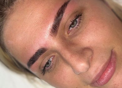 Close-up of expertly styled brows at Lashes and Brows by Georgia, Stoke-on-Trent, England, GB.