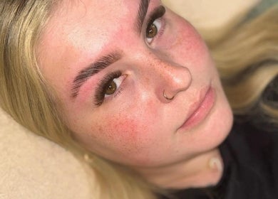Close-up of professionally styled lashes at Lashes and Brows by Georgia in Stoke-on-Trent, England, GB.