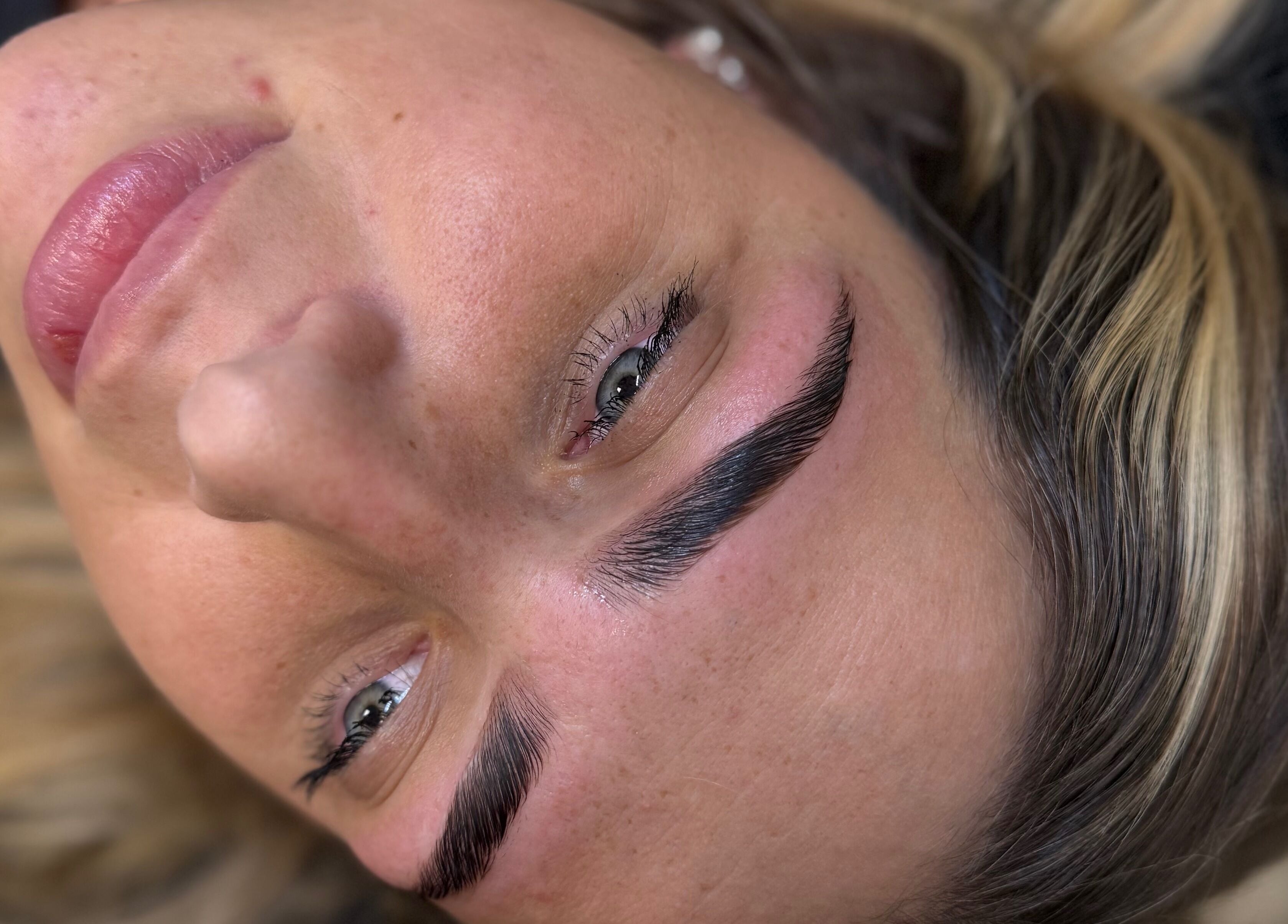 A close-up of expertly styled eyebrows at Lashes and Brows by Georgia in Stoke-on-Trent, England, GB.