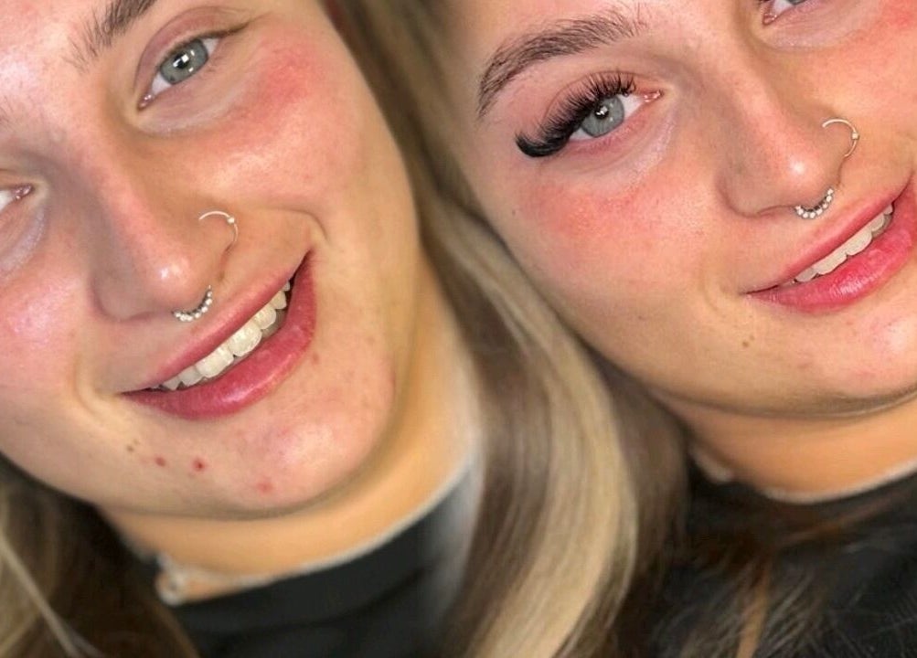 Client showcasing lash enhancement at Lashes and Brows by Georgia, Stoke-on-Trent, England, GB.