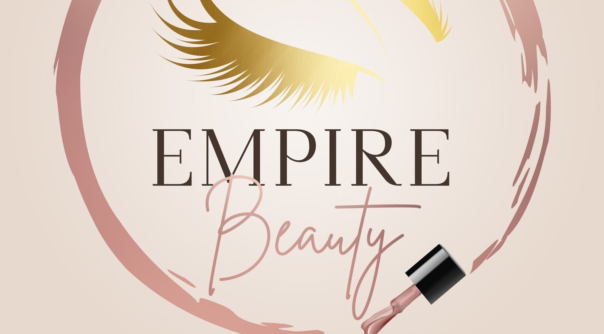 Empire Beauty logo with elegant lash design, Sheffield, England, GB.