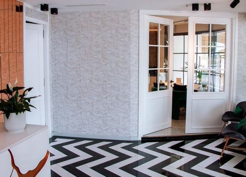 Modern reception area of Therapie Medspa, Lagos, Lagos, NG featuring chic decor and stylish design.